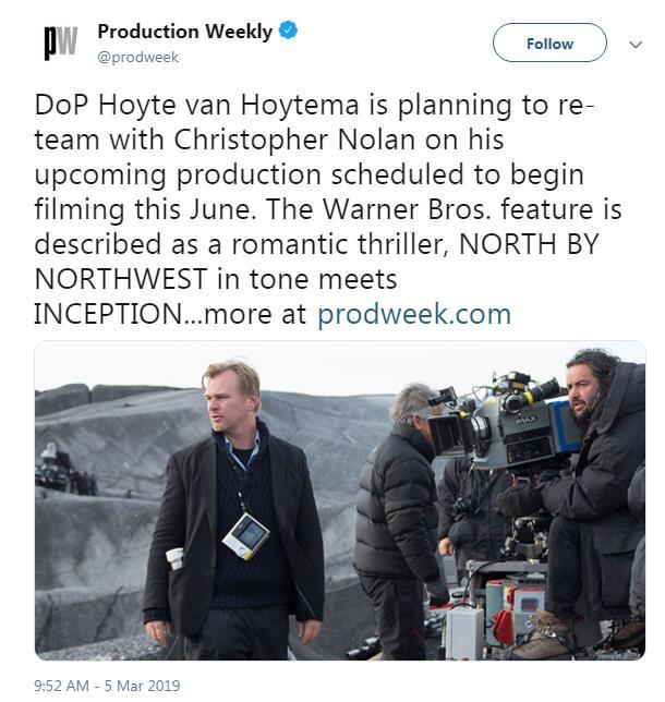 诺兰新片:西北偏北盗梦空间结合体 新片为浪漫惊悚风格